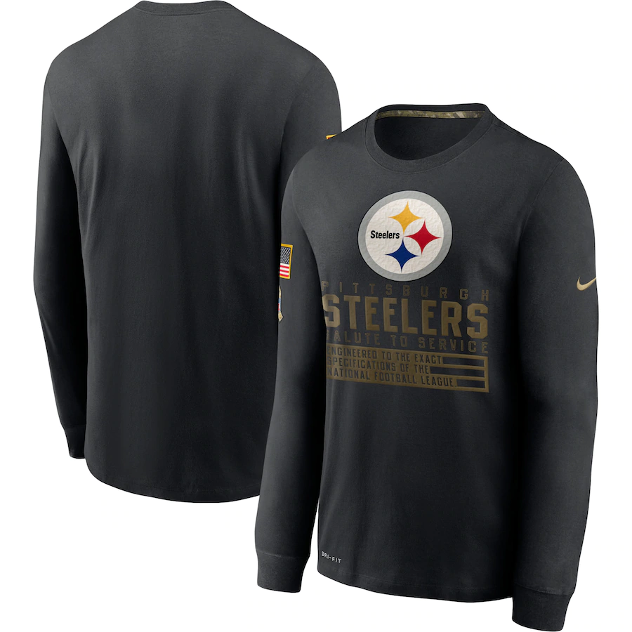 Men NFL Pittsburgh Steelers T Shirt Nike Olive Salute To Service Green->nfl t-shirts->Sports Accessory